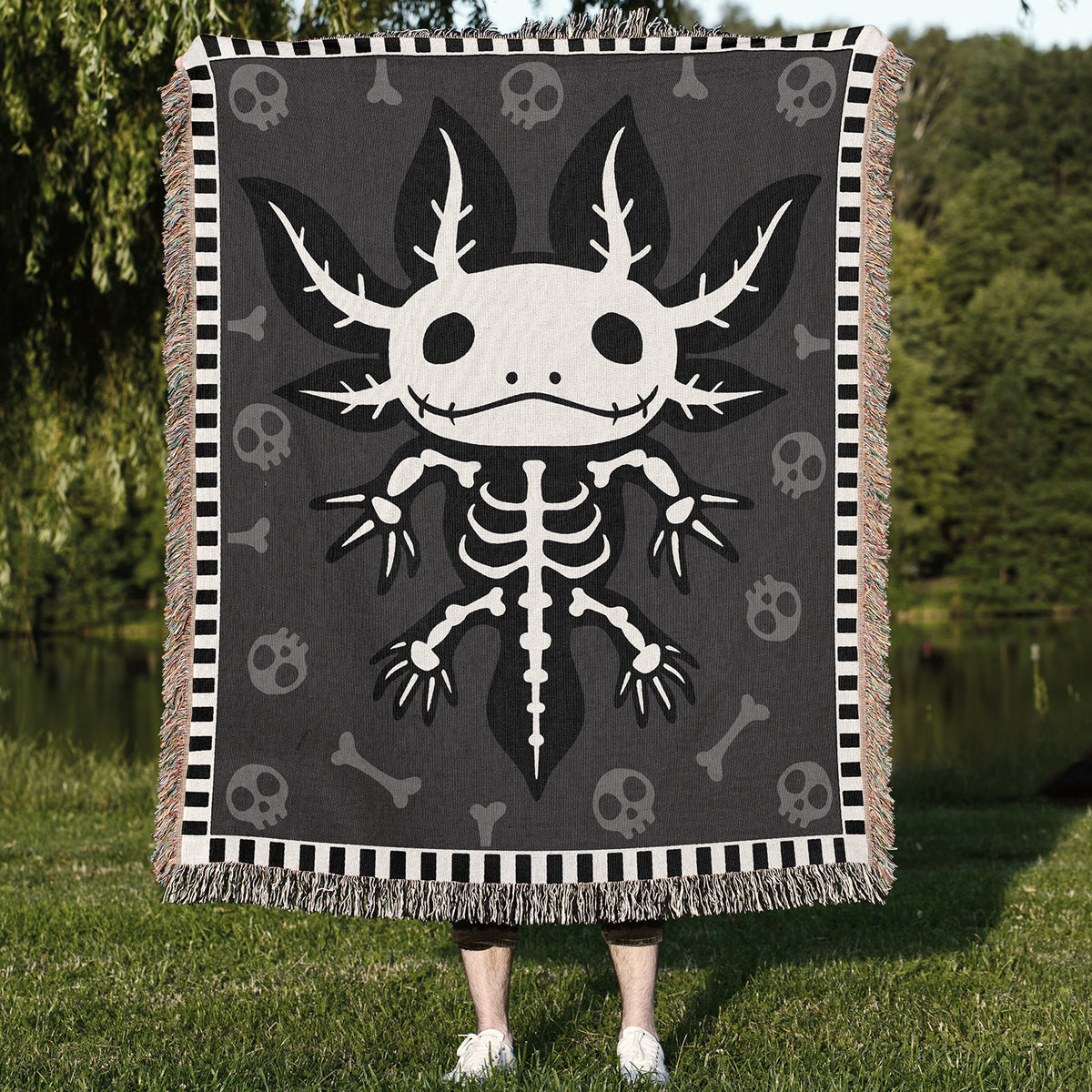 Axolotl Skeleton Woven Blanket
