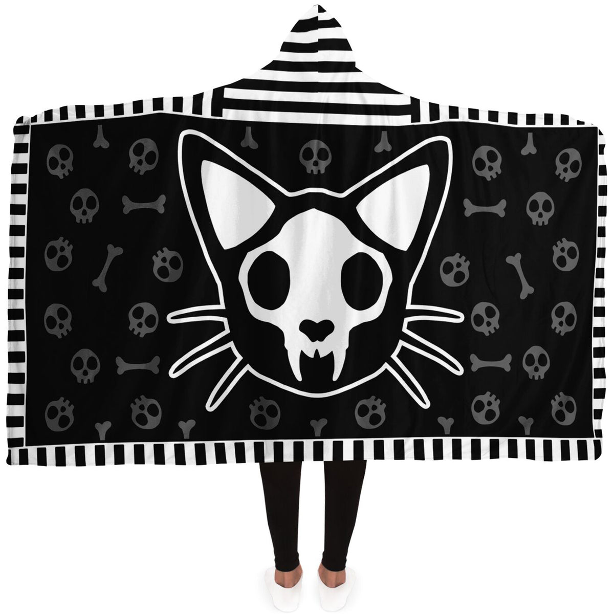 Cat Skull Hooded Blanket