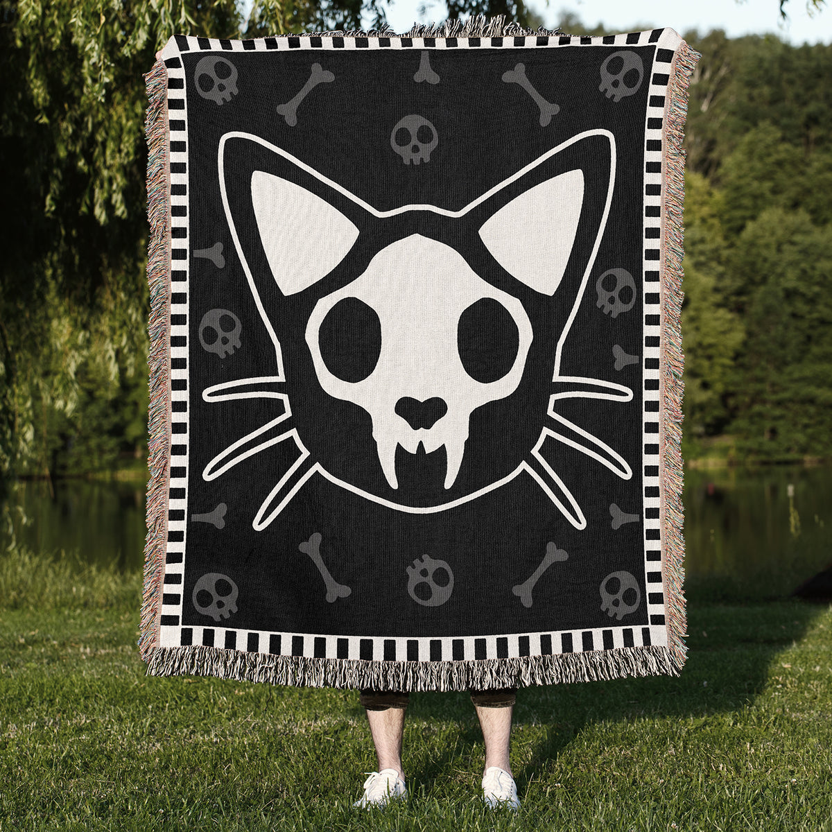 Cat Skull Woven Blanket