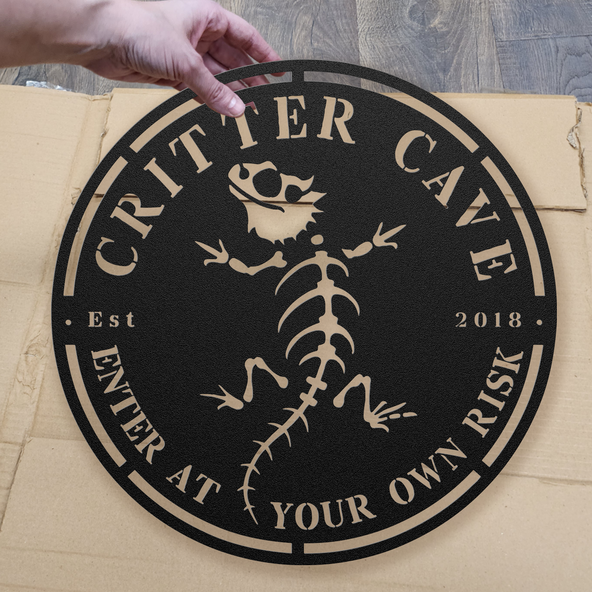 Skeleton Beardie Critter Cave Sign - Personalized Date