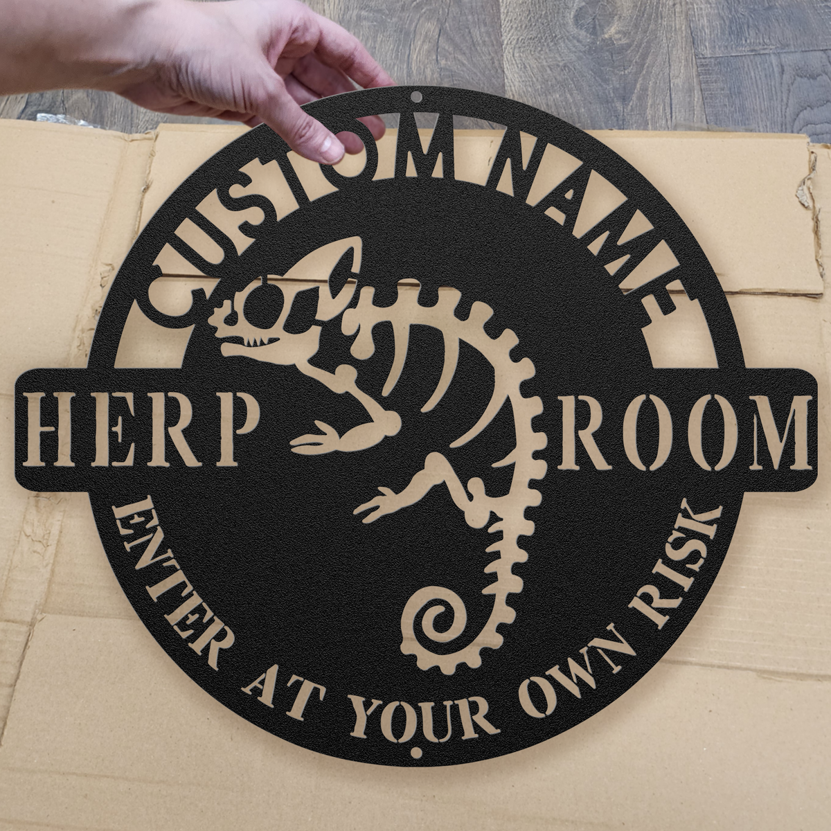 Custom Chameleon Skeleton Sign