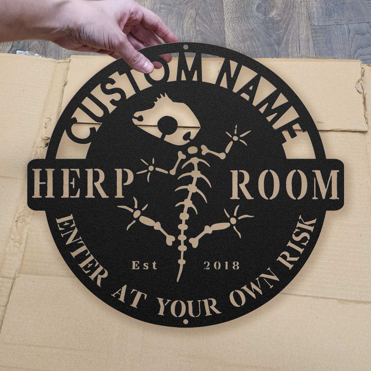 Custom Crested Gecko Skeleton Sign