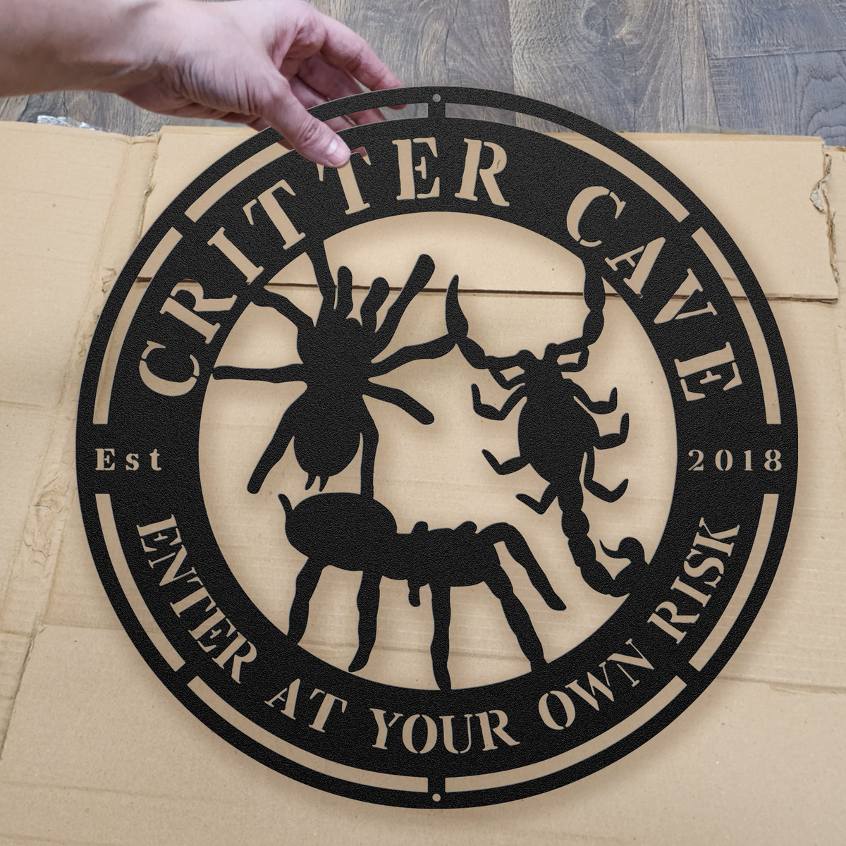 Scorpion + Tarantula Critter Cave Sign - Personalized Date