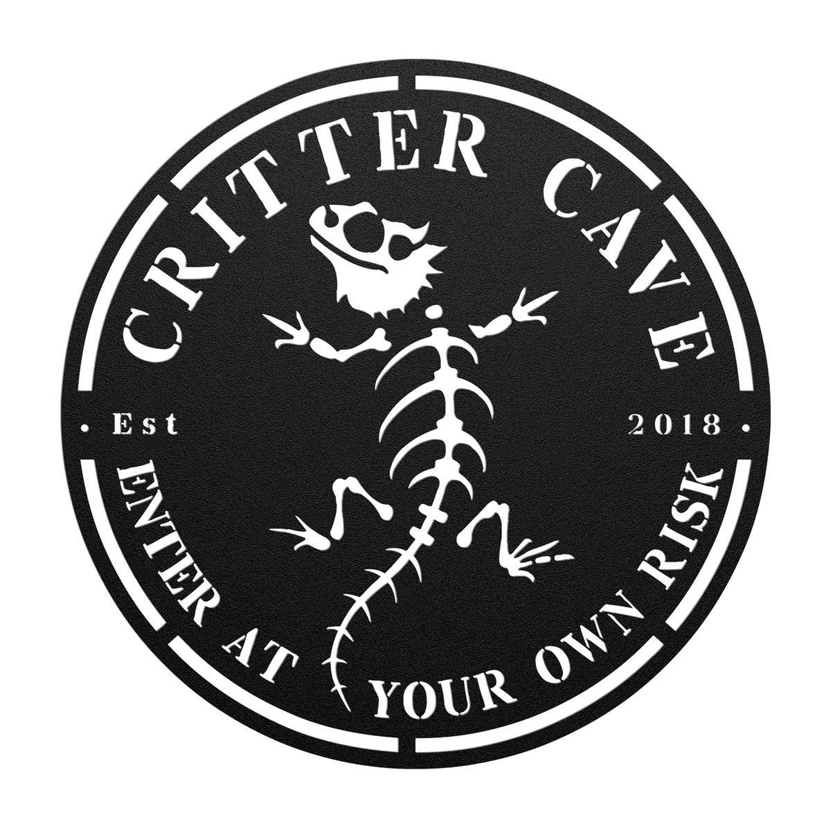 Skeleton Beardie Critter Cave Sign - Personalized Date