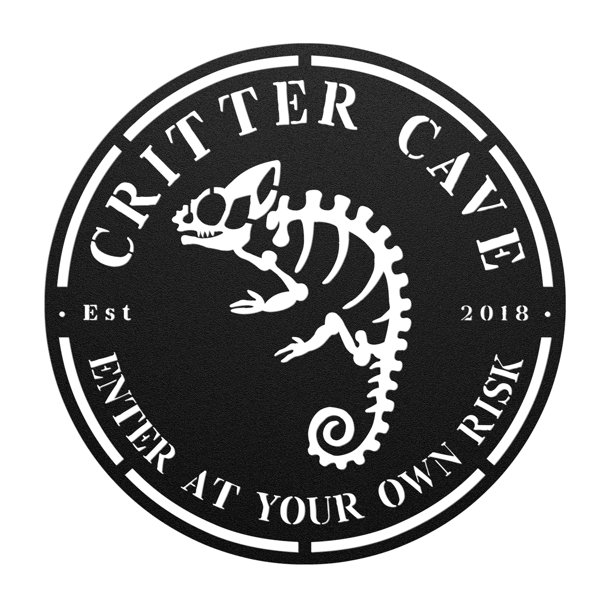 Skeleton Chameleon Critter Cave Sign - Personalized Date