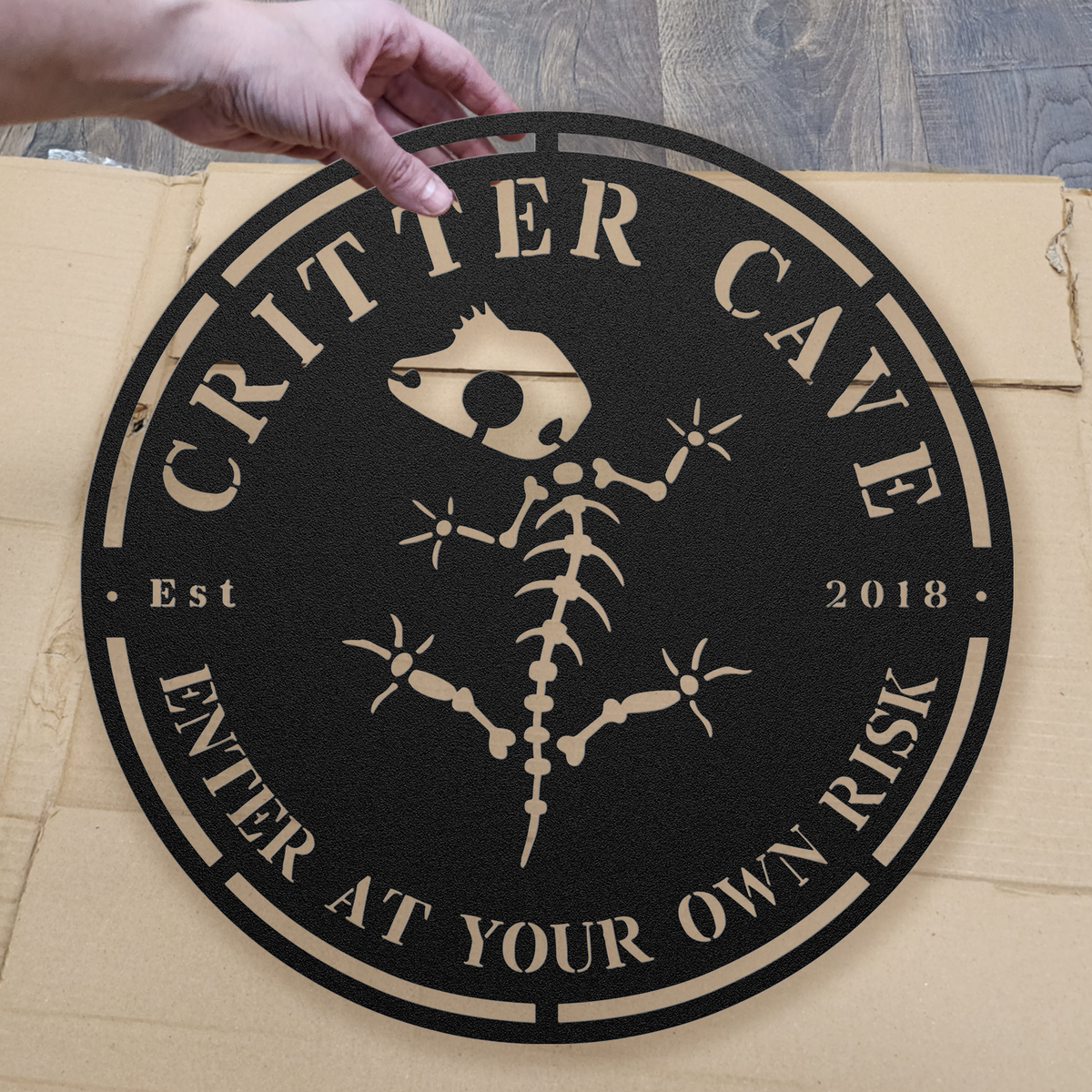 Crested Gecko Skeleton Critter Cave Sign - Personalized Date