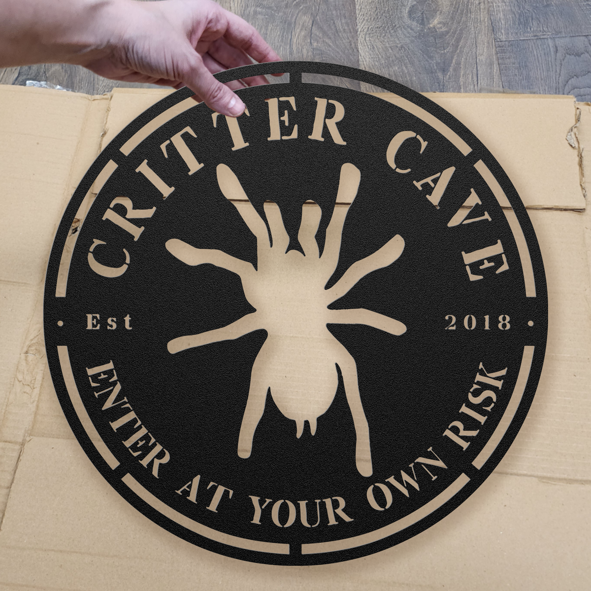 Tarantula Critter Cave Sign - Personalized Date