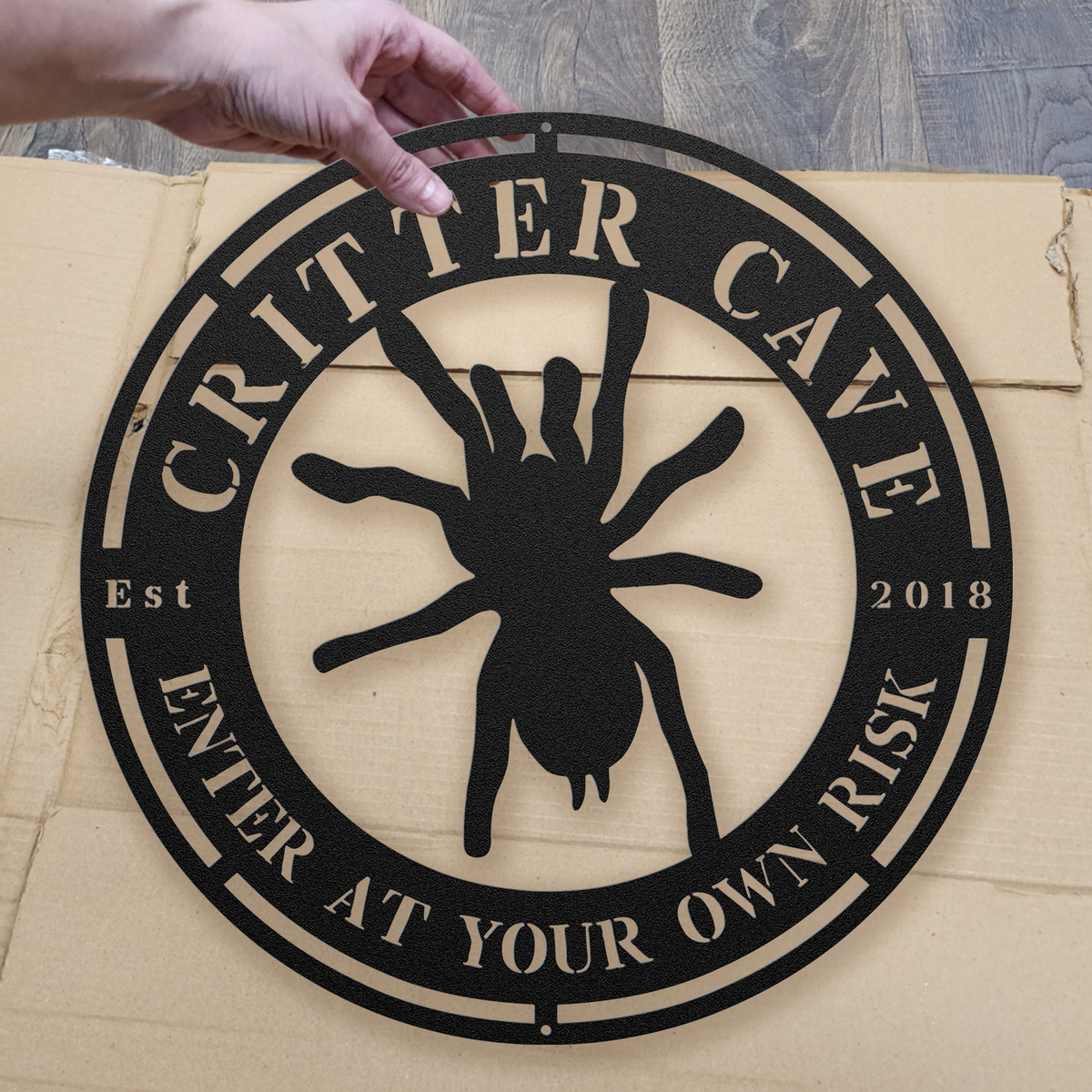 Tarantula Critter Cave Sign - Personalized Date