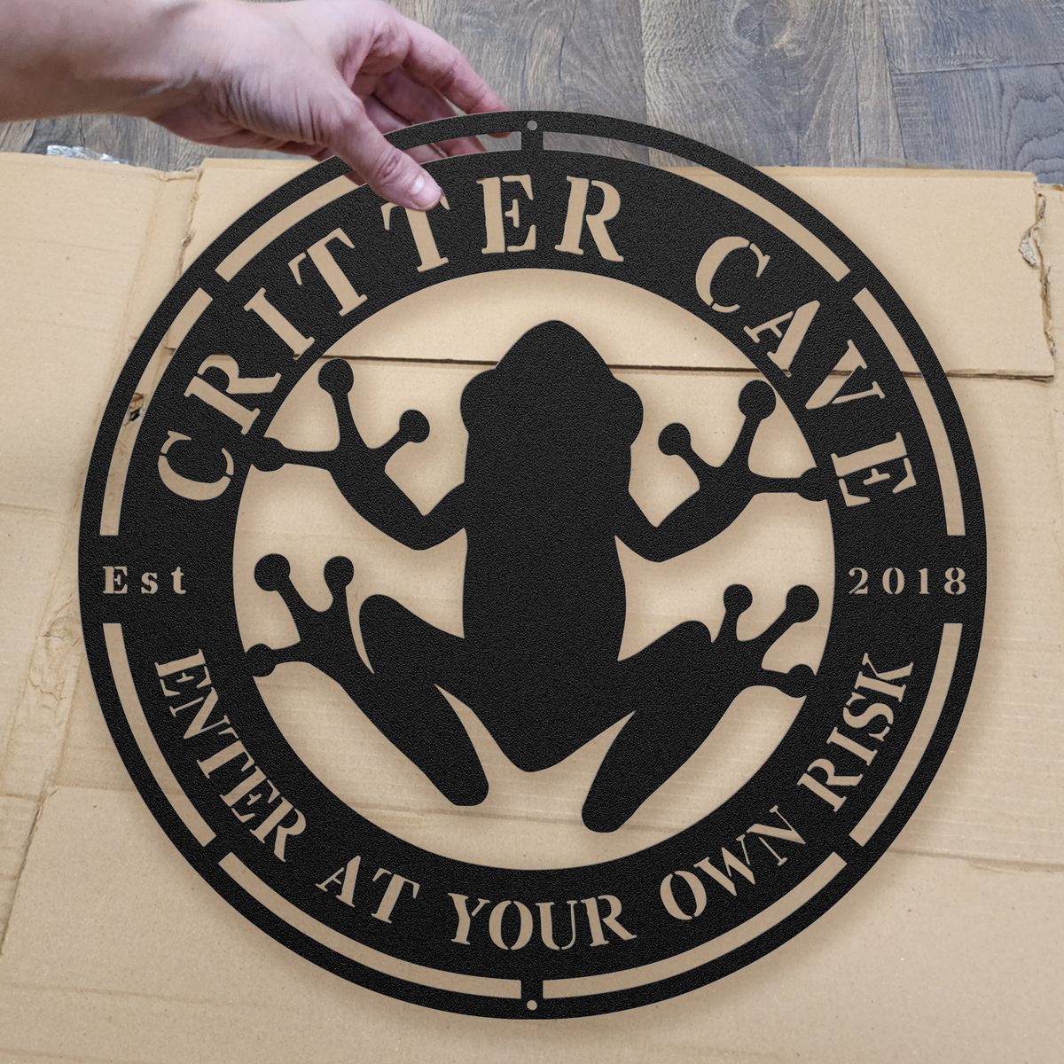 Tree Frog Critter Cave Sign - Personalized Date